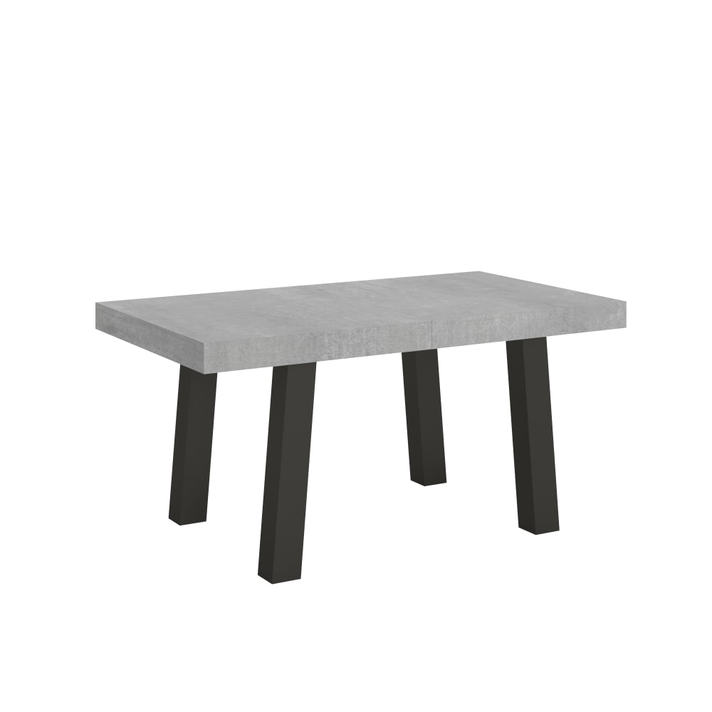 Table extensible effet béton gris 90x160/264 cm