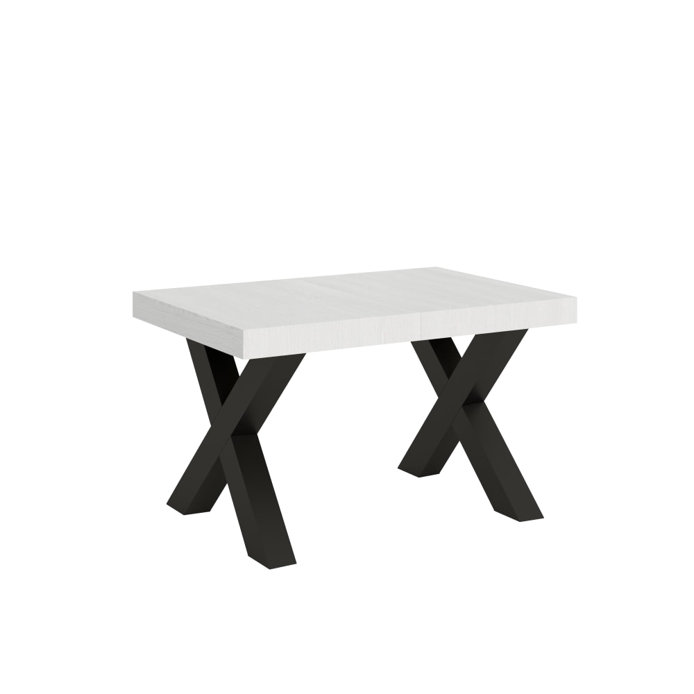 Table extensible effet bois frêne blanc 90x120/224 cm