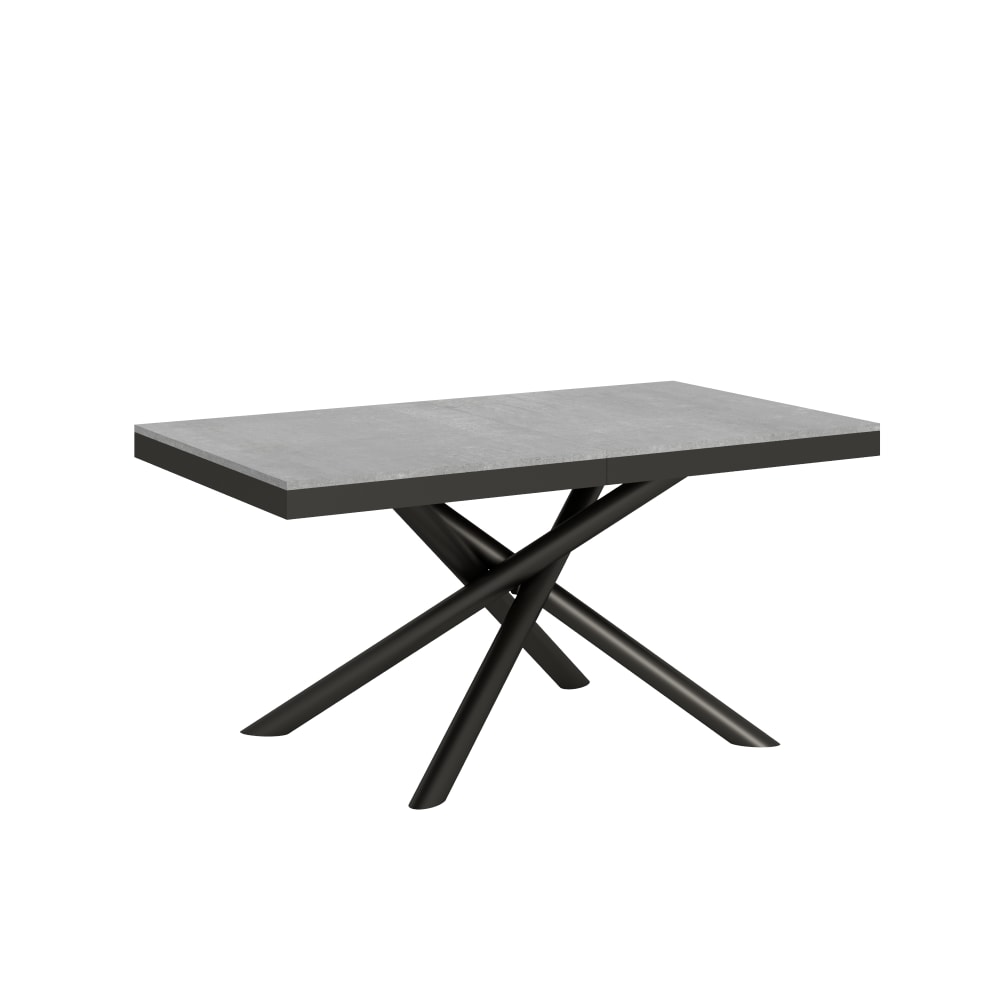 Table extensible effet béton gris 90x160/264 cm