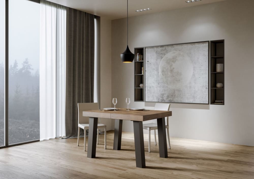 Ausziehtisch 90x120/380 cm in Holzoptik Nussbaum, Eisen - Maisons