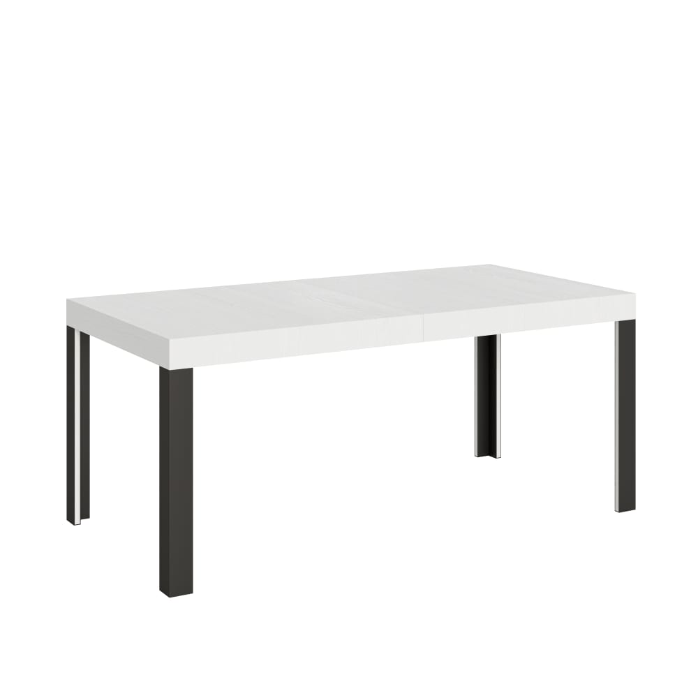Table extensible effet bois frêne blanc 90x200/304 cm