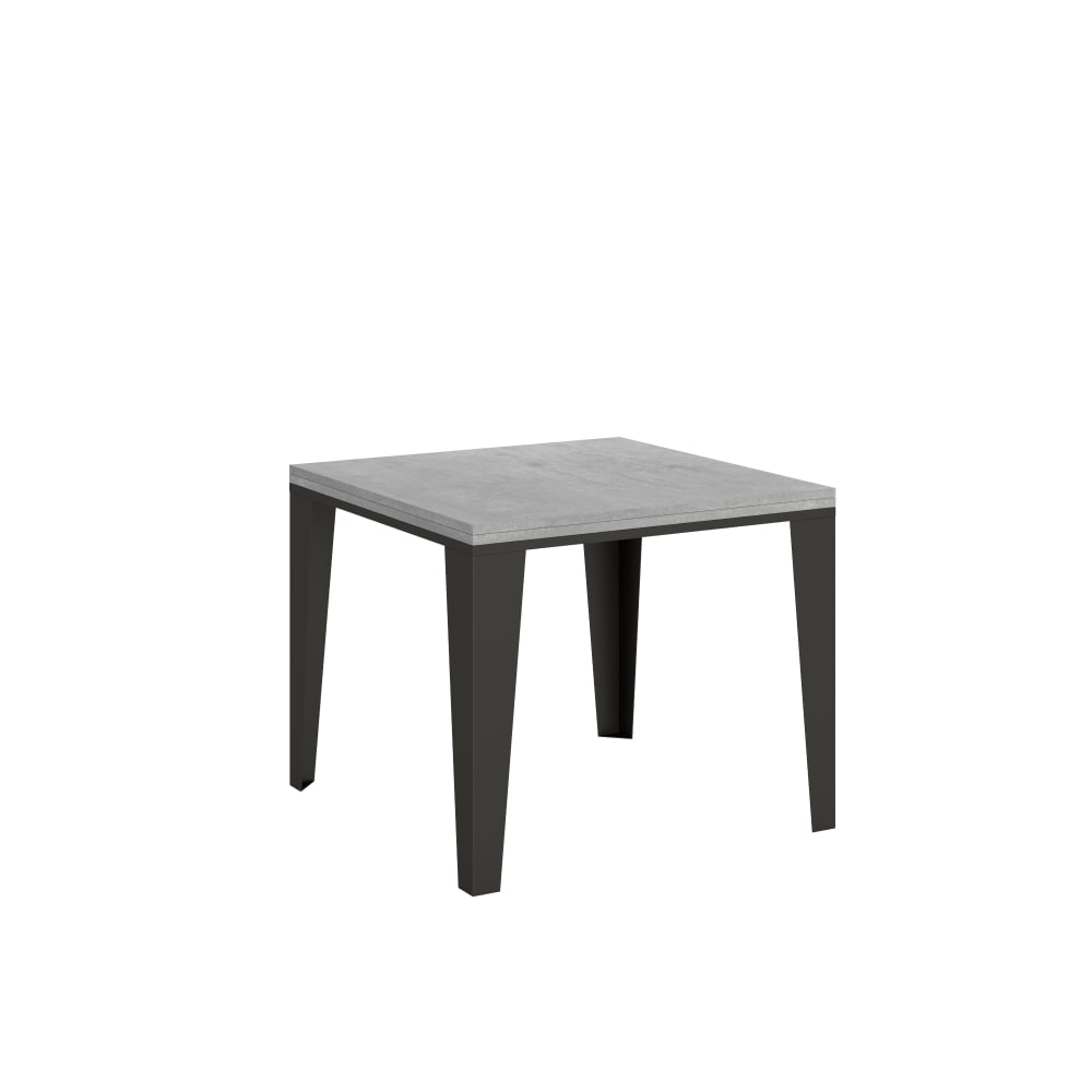 Table extensible portefeuille effet béton gris 90x90/180 cm