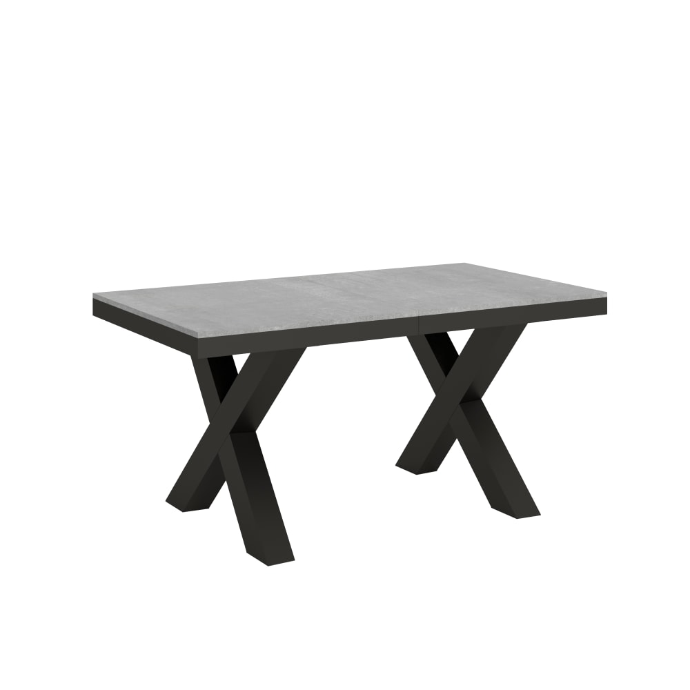 Table extensible effet béton gris 90x160/264 cm