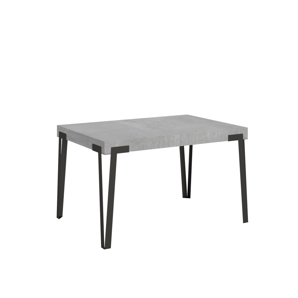 Table extensible effet béton gris 90x140/244 cm