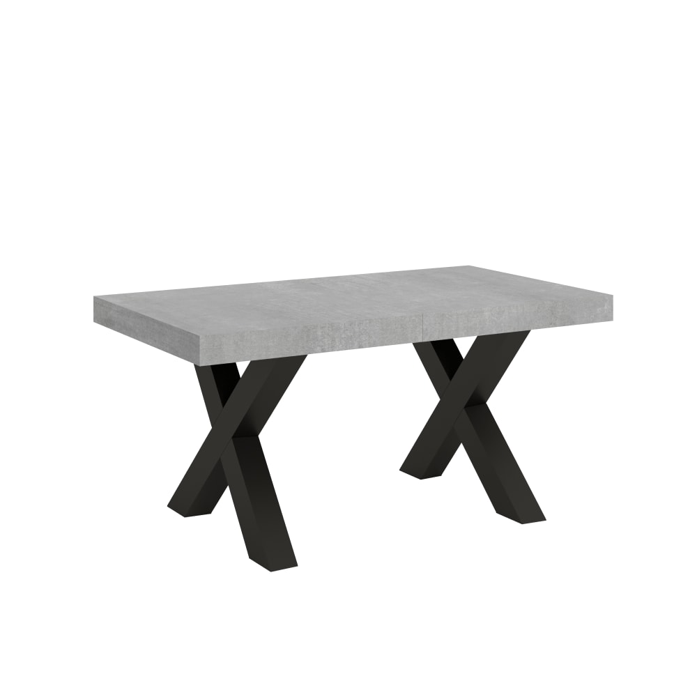 Table extensible effet béton gris 90x160/420 cm