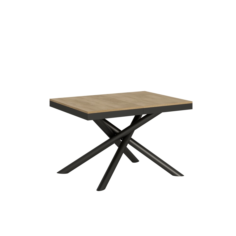 Table extensible effet bois chêne nature 90x120/224 cm
