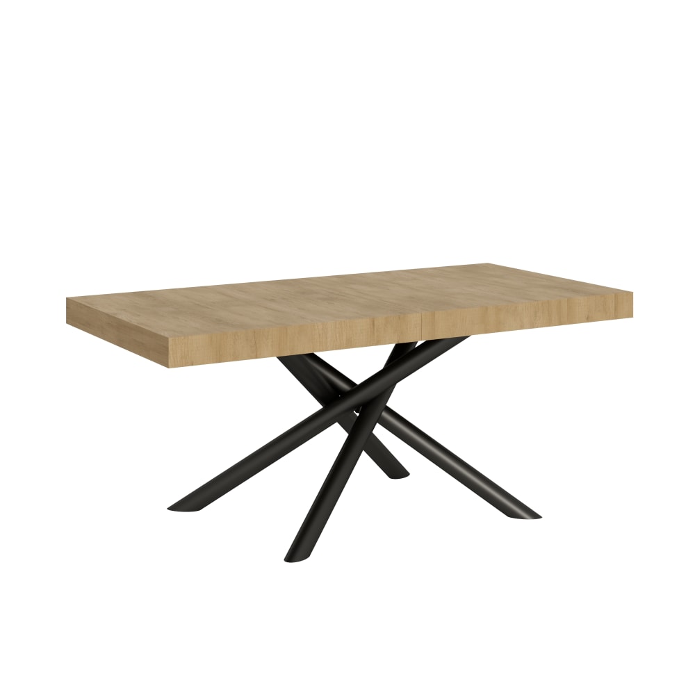 Table extensible effet bois chêne nature 90x200/460 cm