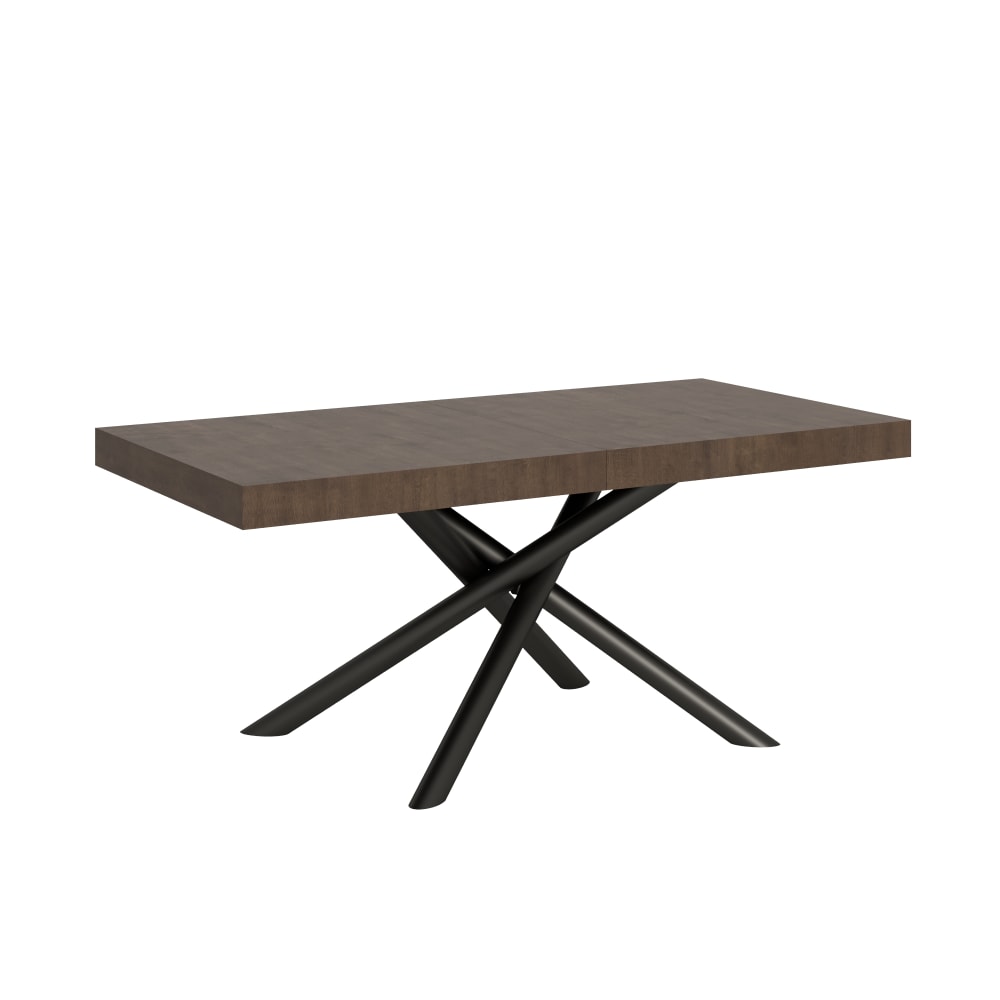 Table extensible effet bois noyer 90x200/460 cm