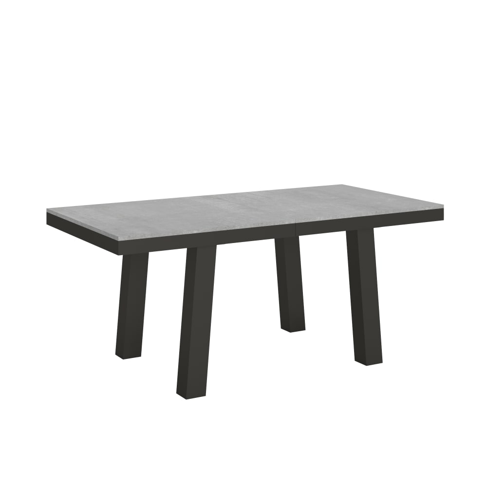 Table extensible effet béton gris 90x180/284 cm
