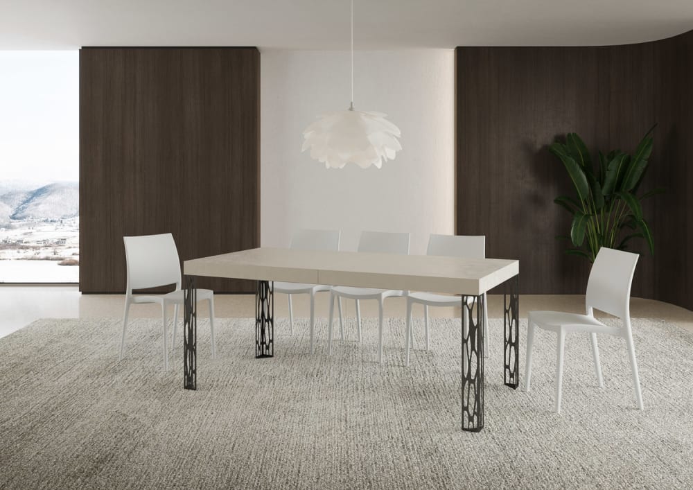 Ausziehtisch 80x160/244 cm in Holzoptik Kashmir, Eisen - Maisons