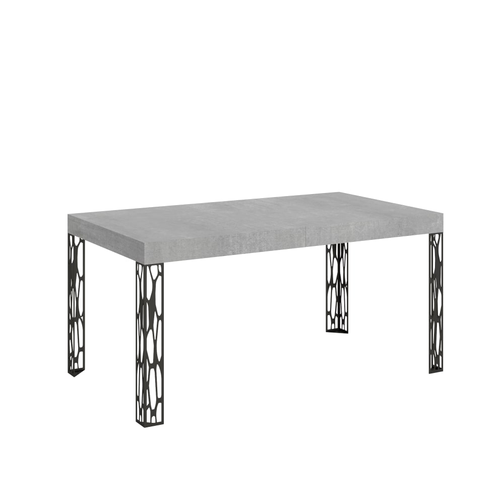 Table extensible effet béton gris 80x160/244 cm