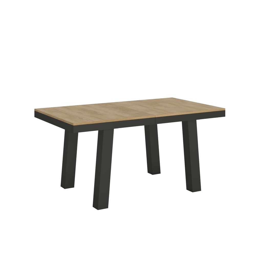 Itamoby Ausziehtisch 90x160/264 cm in Holzoptik Eiche Natur, Eisen style modern Braun Spanplatte
