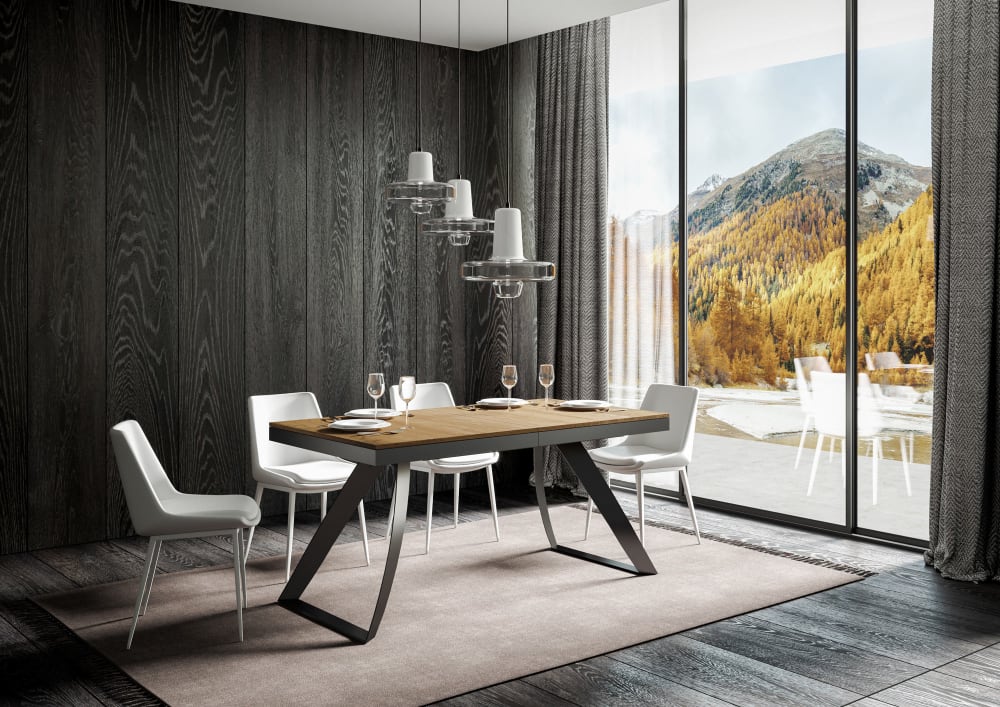 Ausziehtisch 90x180/284 cm in Holzoptik Eiche Natur, Eisen -