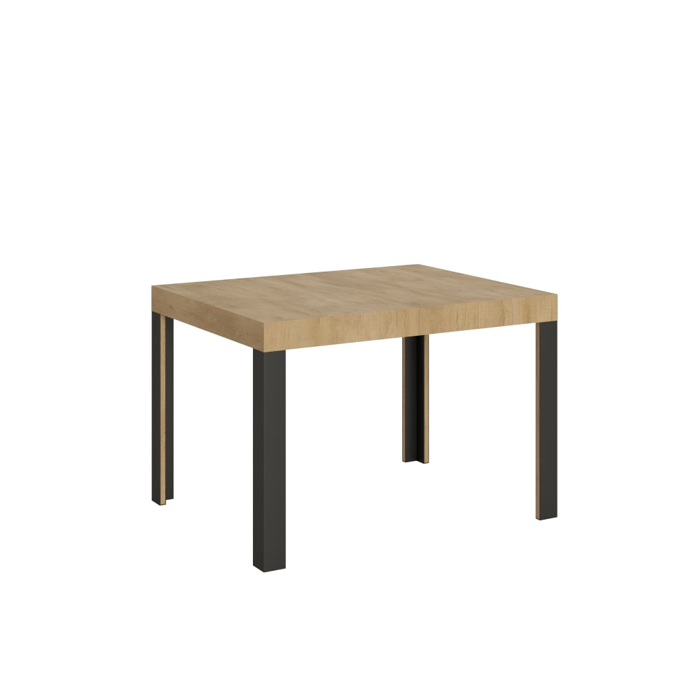 Table extensible effet bois chêne nature 80x120/204 cm