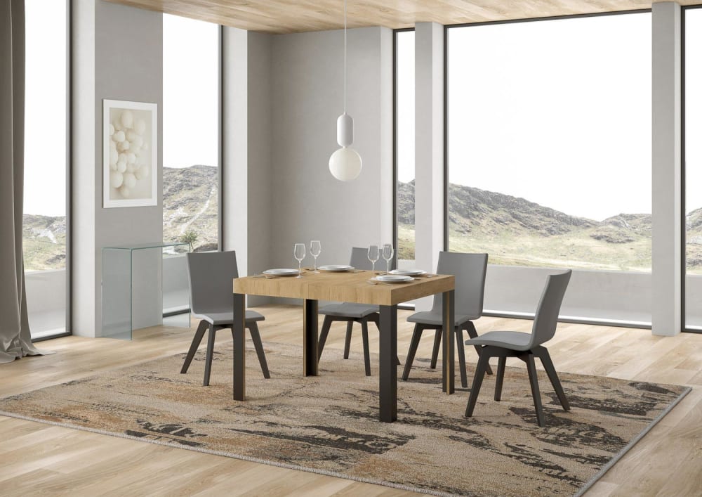 Ausziehtisch 80x120/204 cm in Holzoptik Eiche Natur, Eisen -