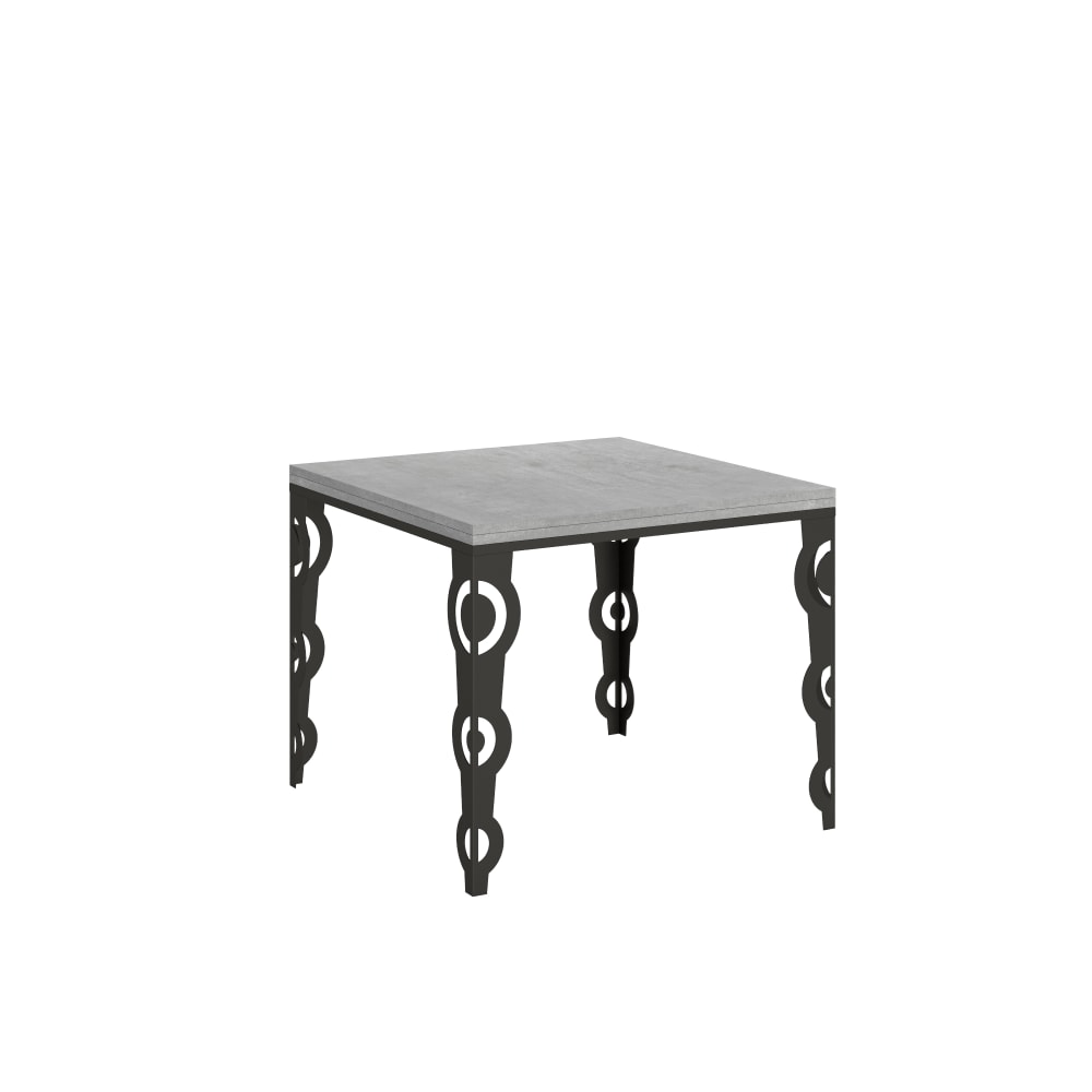 Itamoby Ausziehtisch 90x90/180 cm in Holzoptik Zementgrau, Eisen style modern - Spanplatte