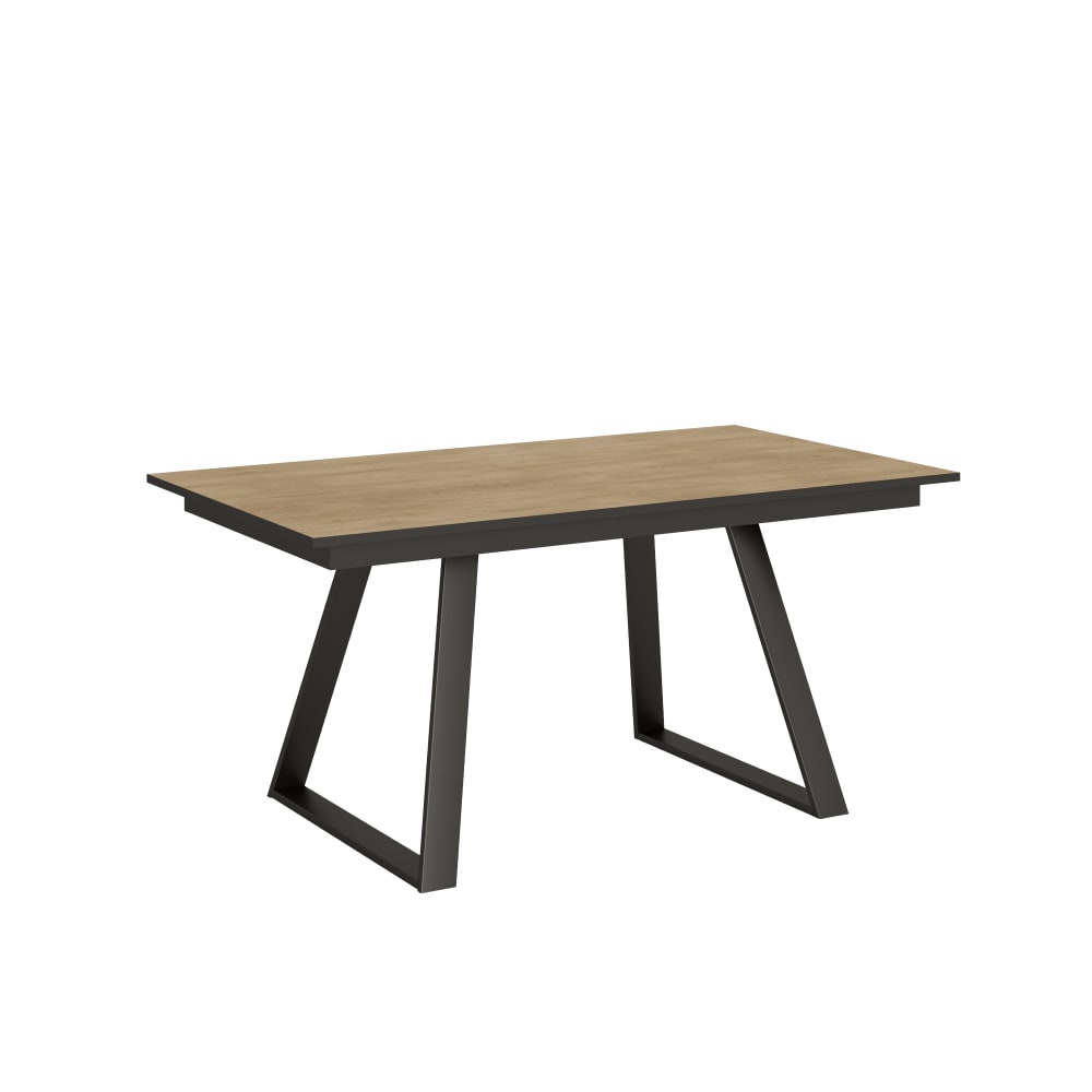Itamoby Ausziehtisch 90x160/220 cm in Holzoptik Eiche natur, Eisen style modern Braun Spanplatte