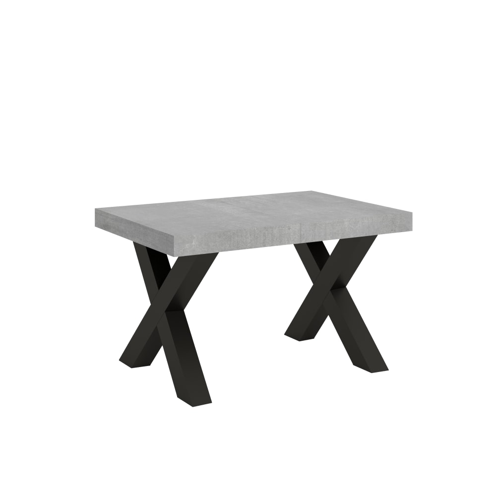 Table extensible effet béton gris 90x120/224 cm