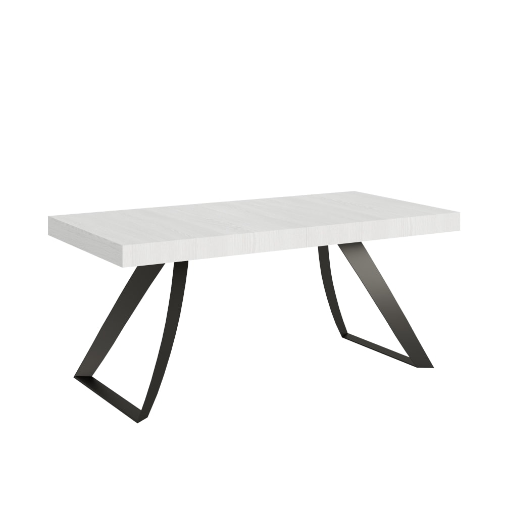 Table extensible effet bois frêne blanc 90x180/440 cm