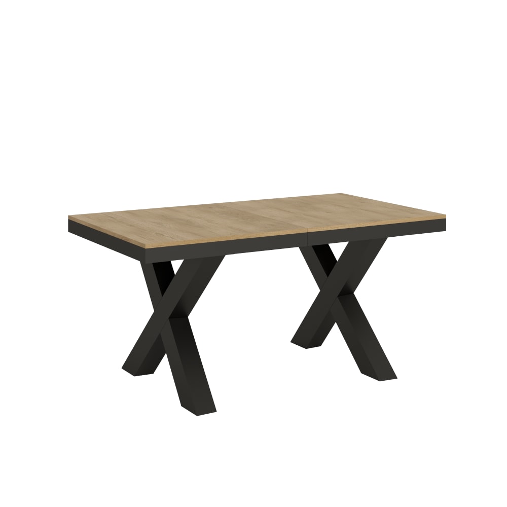 Table extensible effet bois chêne nature 90x160/264 cm