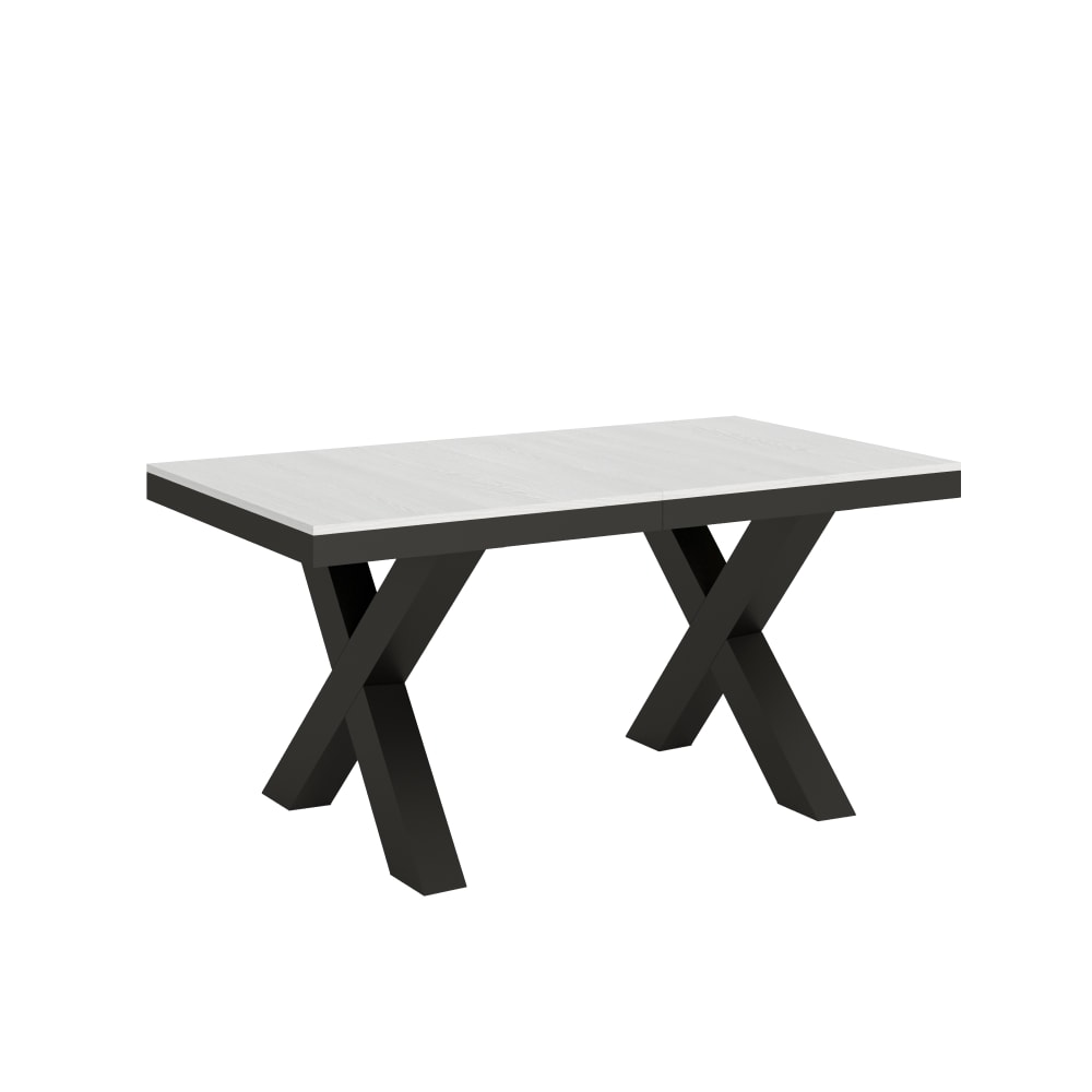 Table extensible effet bois frêne blanc 90x160/264 cm