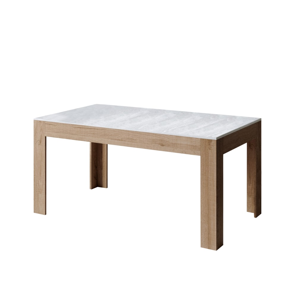Table extensible effet bois frêne blanc 90x160/220 cm