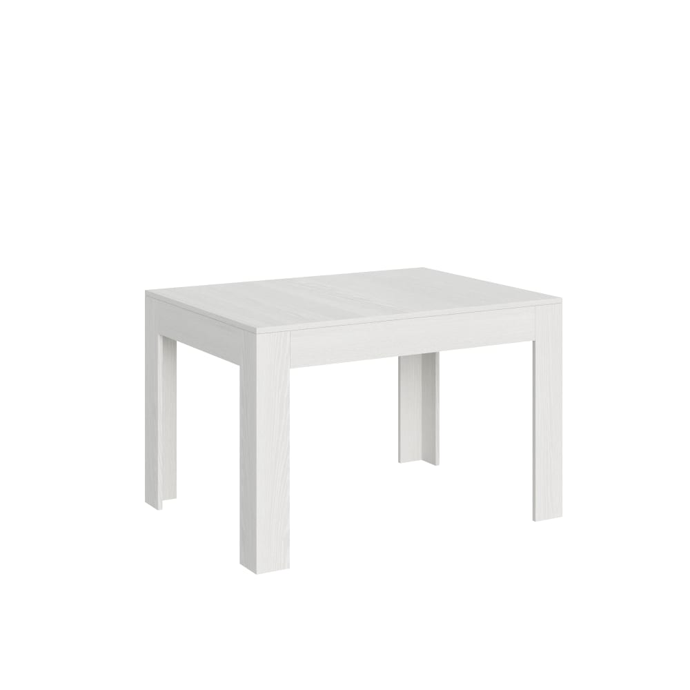 Table extensible effet bois frêne blanc 90x120/180 cm