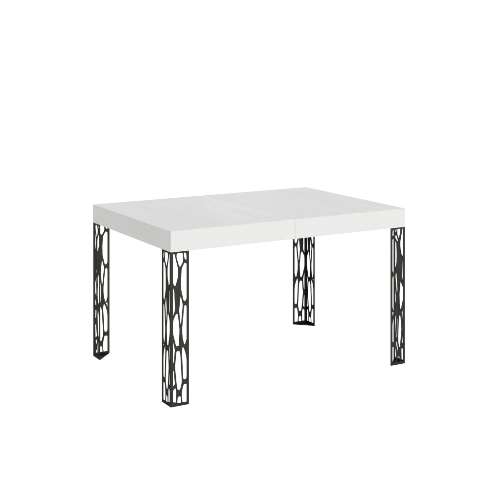 Table extensible effet bois frêne blanc 80x140/224 cm