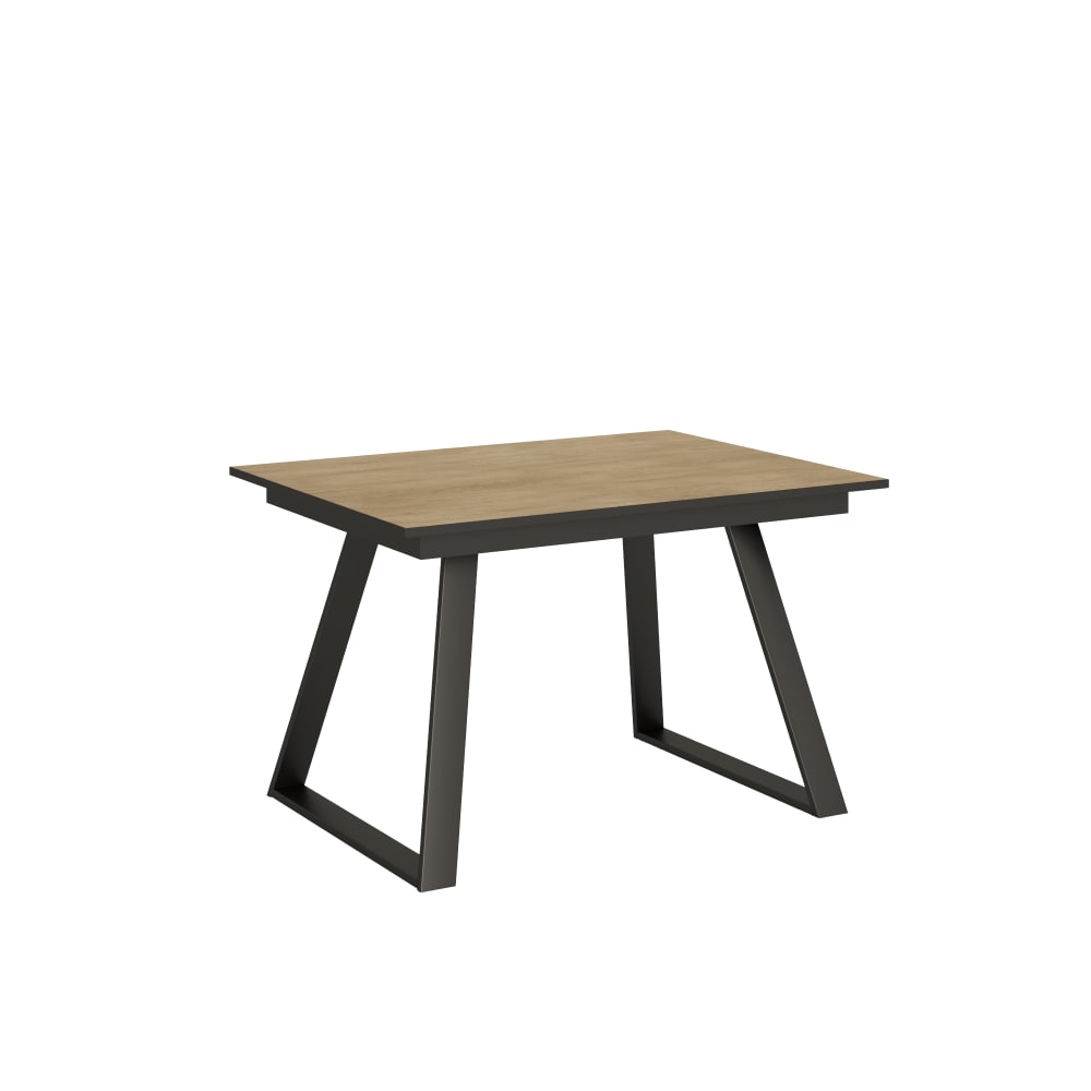 Table extensible effet bois chêne nature 90x120/180 cm