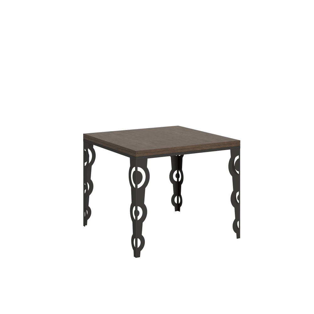 Itamoby Ausziehtisch 90x90/180 cm in Holzoptik Nussbaumbraun, Eisen style modern - Spanplatte