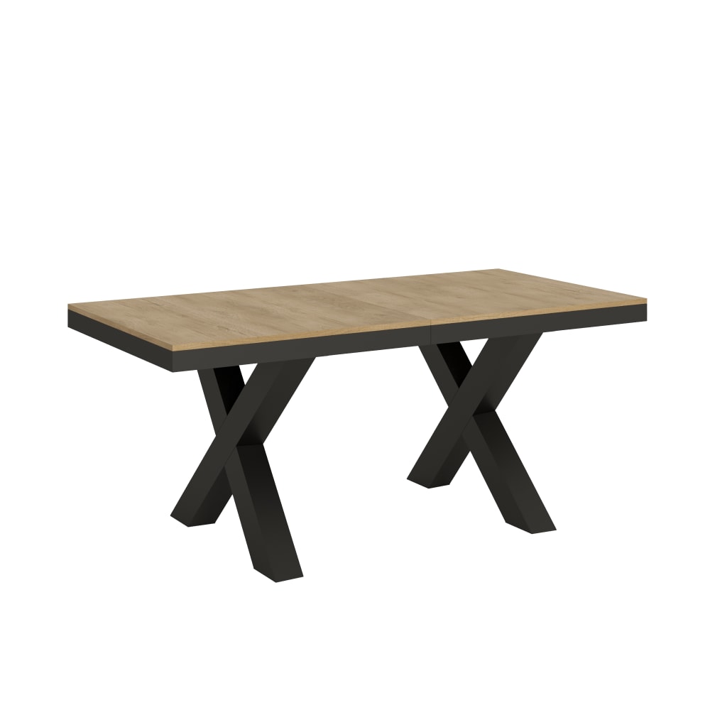 Itamoby Ausziehtisch 90x180/440 cm in Holzoptik Eiche Natur, Eisen style modern Braun Spanplatte