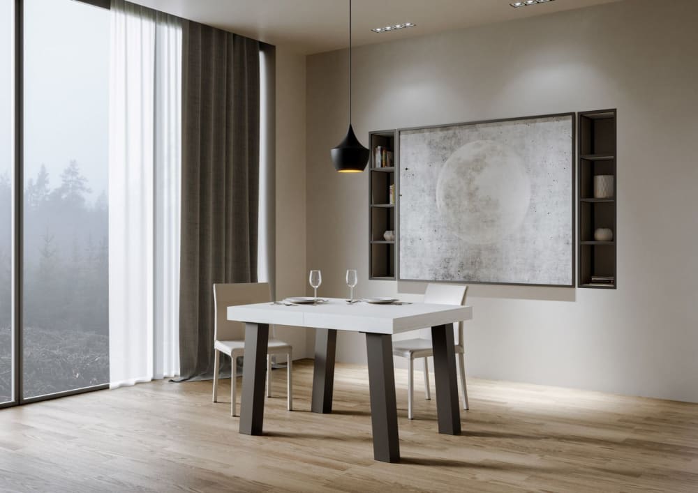 Ausziehtisch 90x140/244 cm in Holzoptik Esche weiß, Eisen -