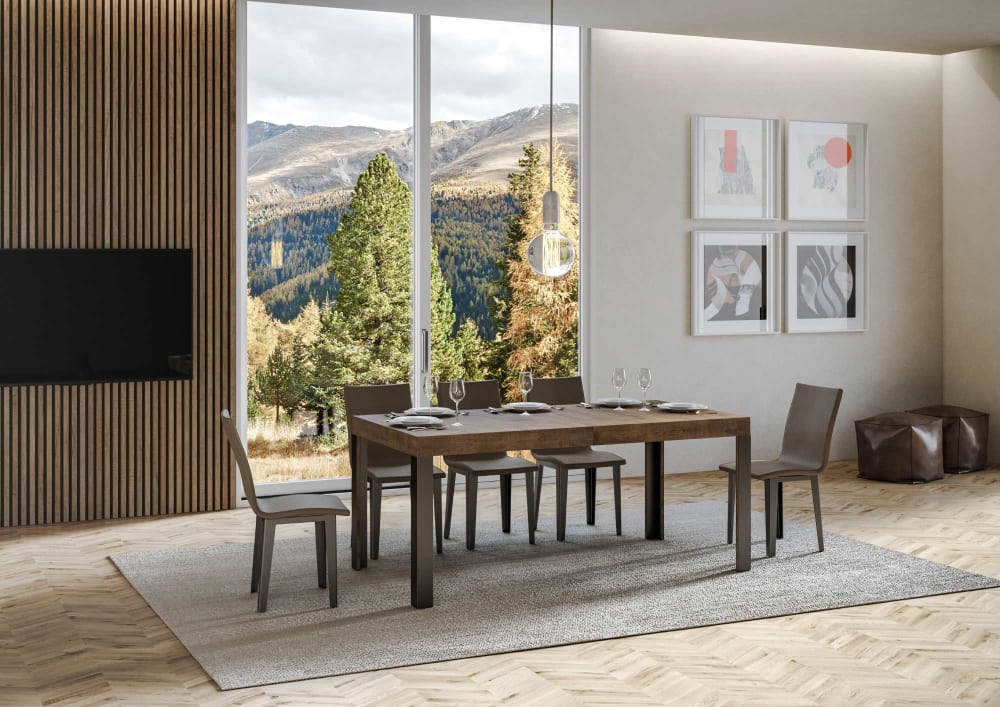 Ausziehtisch 90x180/284 cm in Holzoptik Nussbaum, Eisen - Maisons