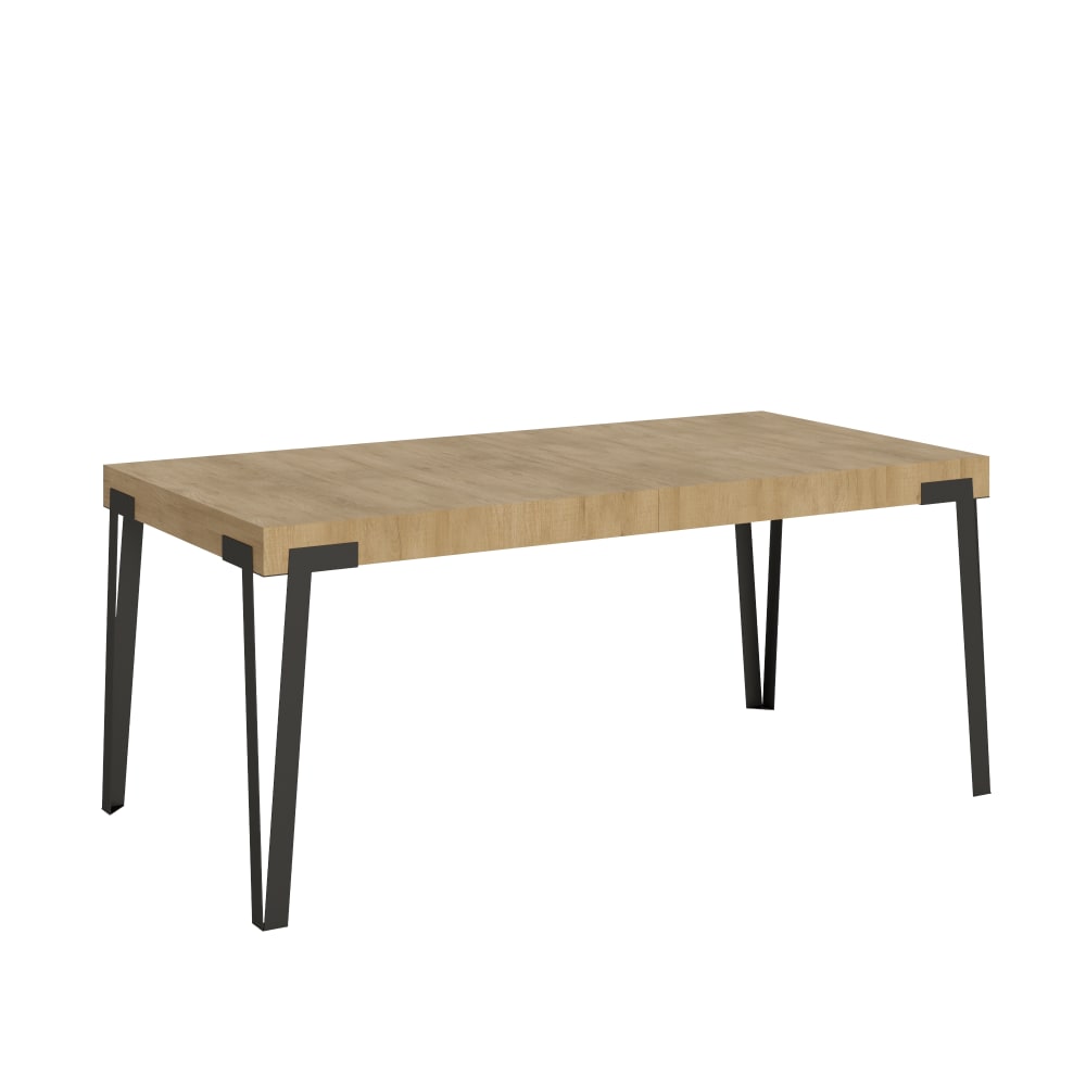 Table extensible effet bois chêne nature 90x200/304 cm