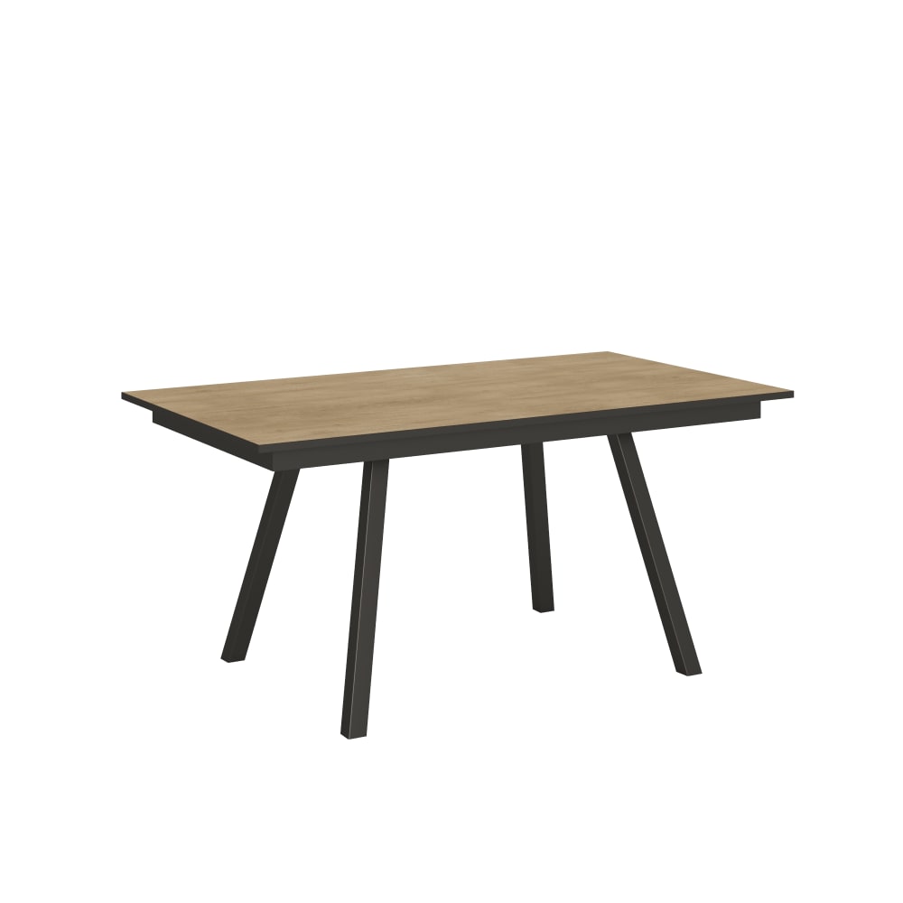 Itamoby Ausziehtisch 90x160/220 cm in Holzoptik Eiche Natur, Eisen style modern Braun Spanplatte