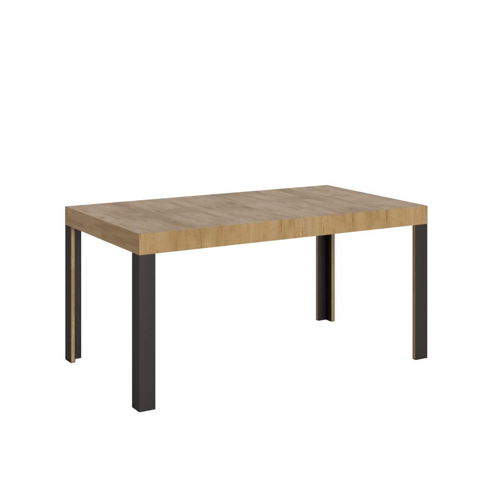 Table extensible effet bois chêne nature 80x160/244 cm