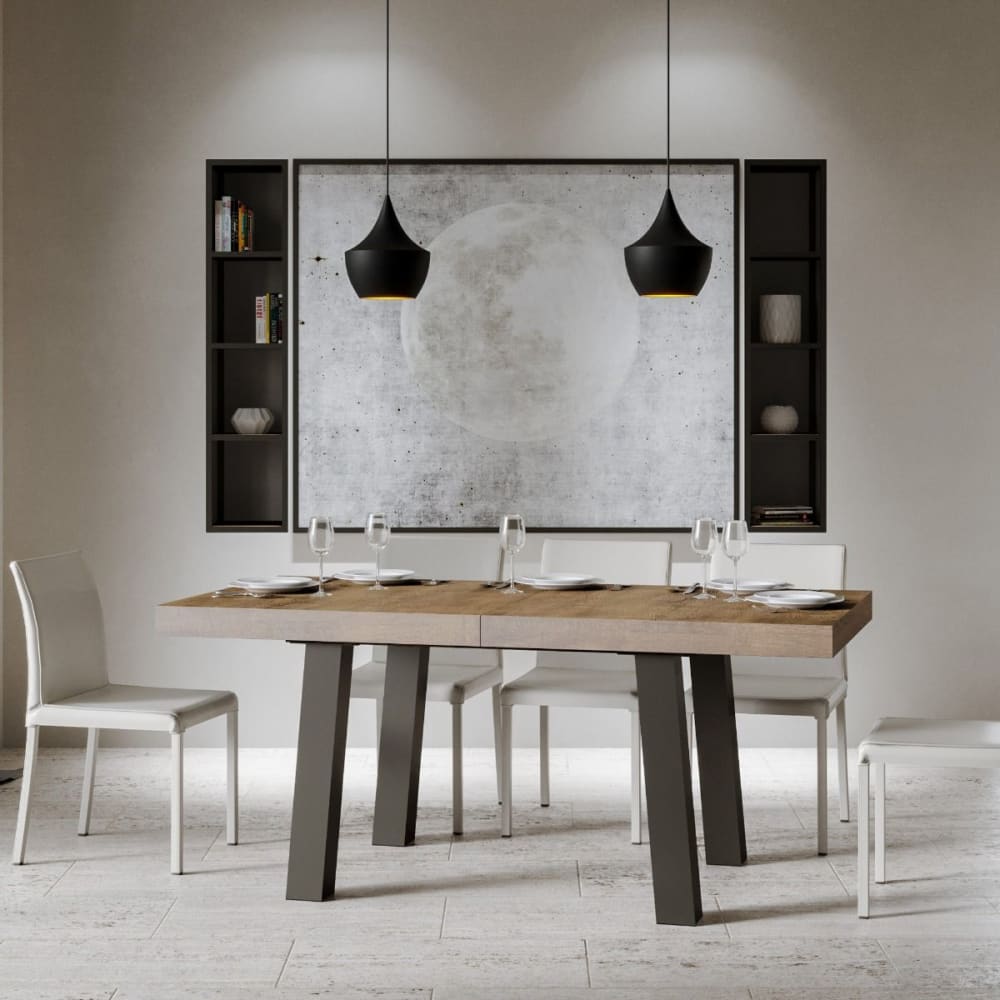 Ausziehtisch 90x200/304 cm in Holzoptik Nussbaum, Eisen - Maisons