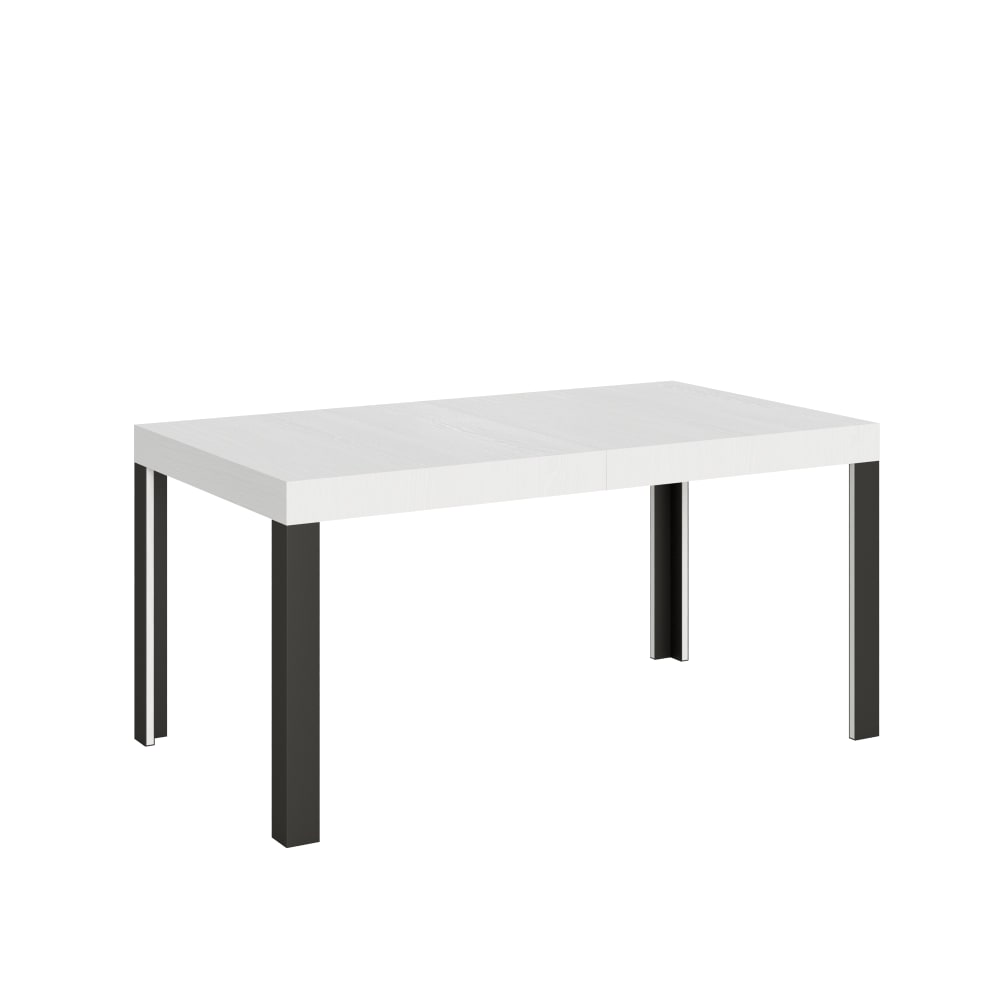 Table extensible effet bois frêne blanc 80x160/244 cm