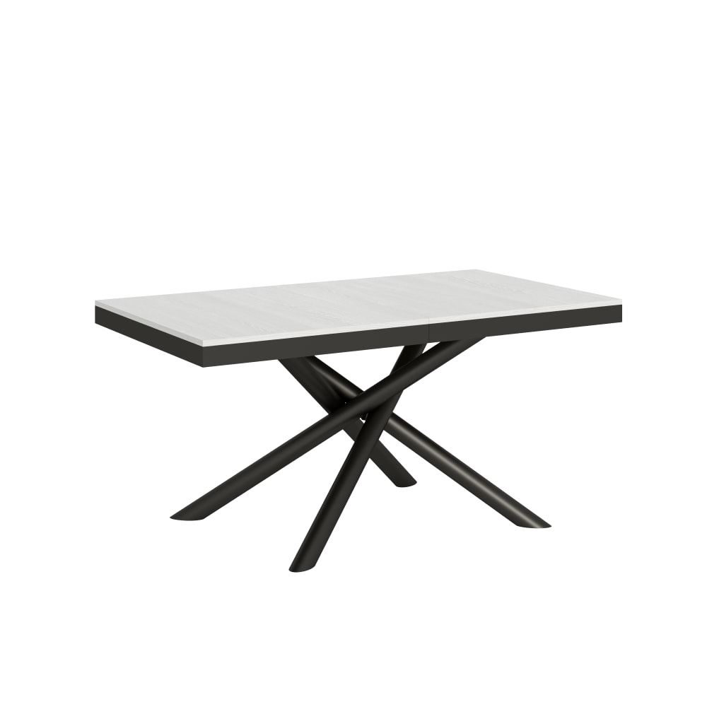 Table extensible effet bois frêne blanc 90x160/420 cm