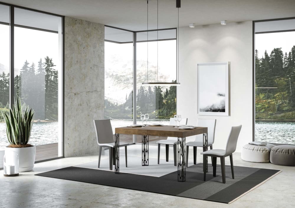 Ausziehtisch 90x120/224 cm in Holzoptik Nussbaumbraun, Eisen -