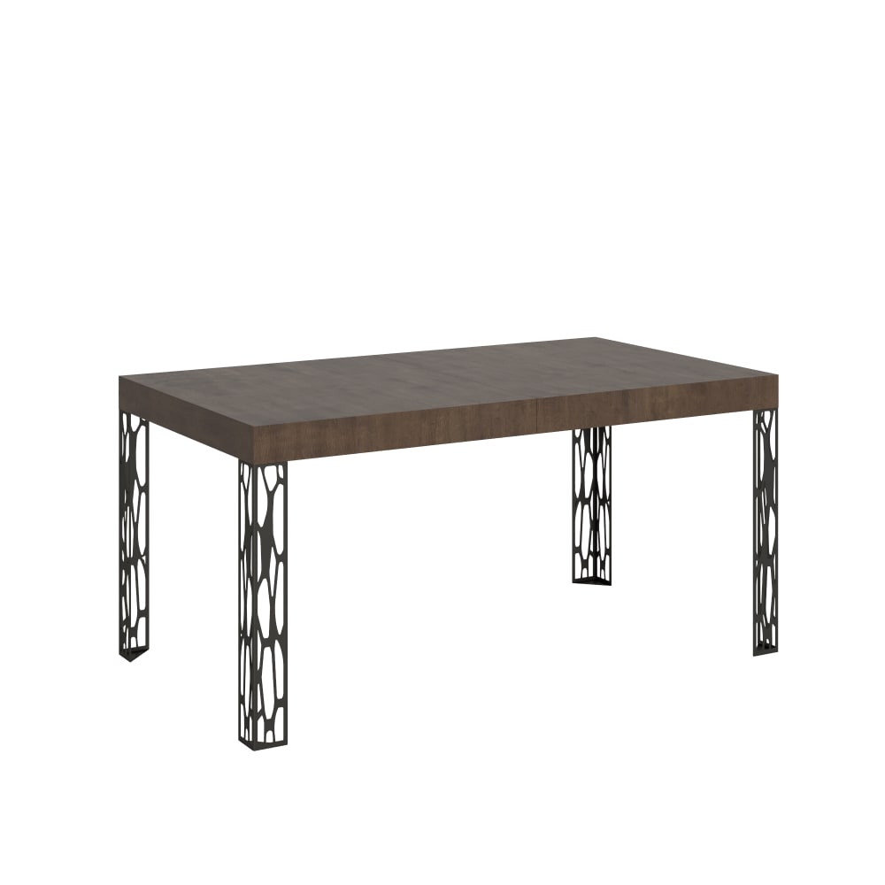 Table extensible effet bois noyer 80x160/244 cm