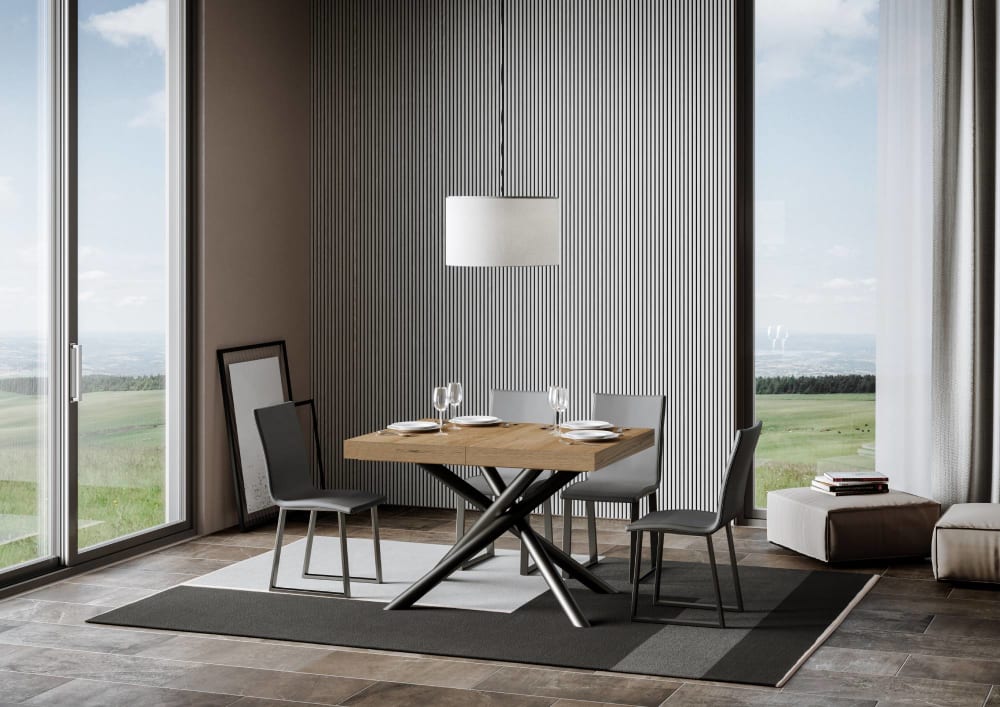 Ausziehtisch 90x130/234 cm in Holzoptik Eiche Natur, Eisen -