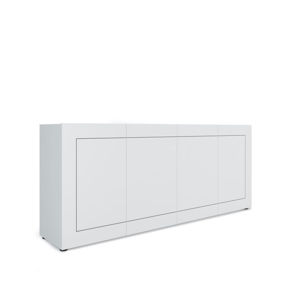 Buffet 4 portes effet bois blanc brillant 200x40x83,5 cm