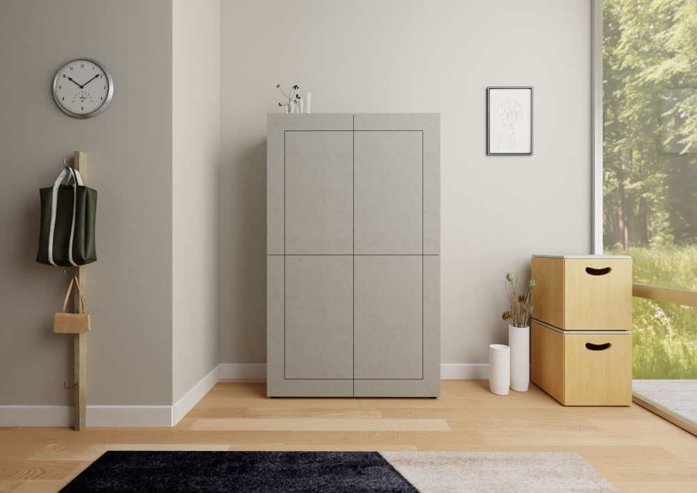 Hohe Kommode 4-türig 100x35x165cm in Holzoptik Kaschmir - Maisons