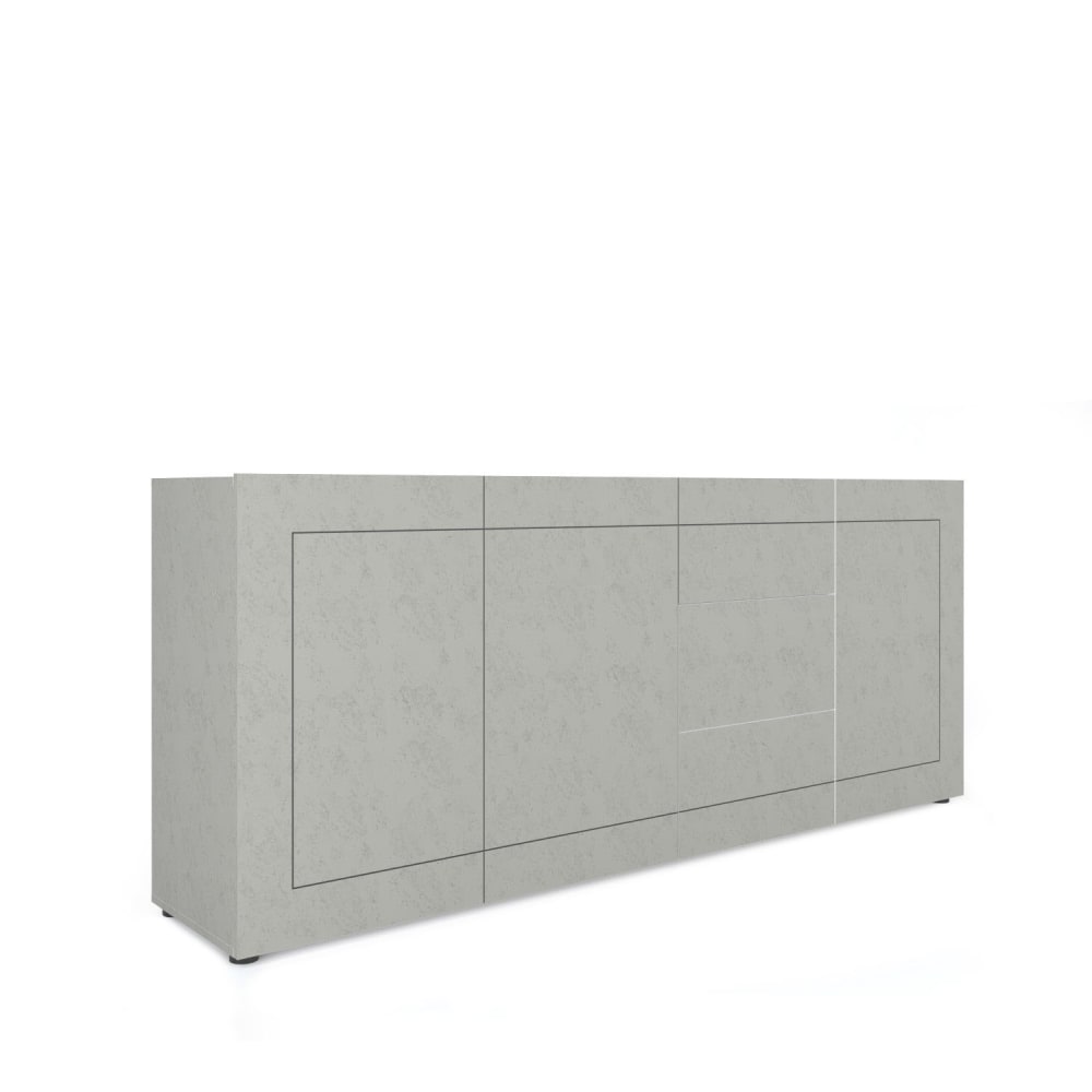 Buffet 3 portes/3 tiroirs effet bois gris cachemire 200x40x83,5 cm