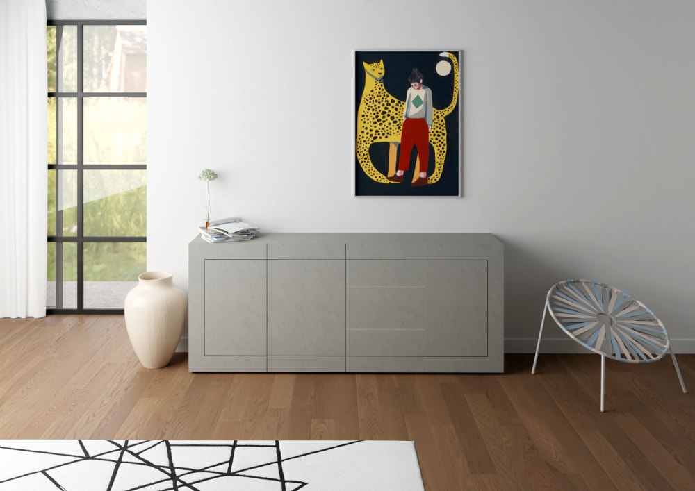 Kommode 3-türig/3-Schubladen 200x40x83,5cm in Holzoptik Kaschmir