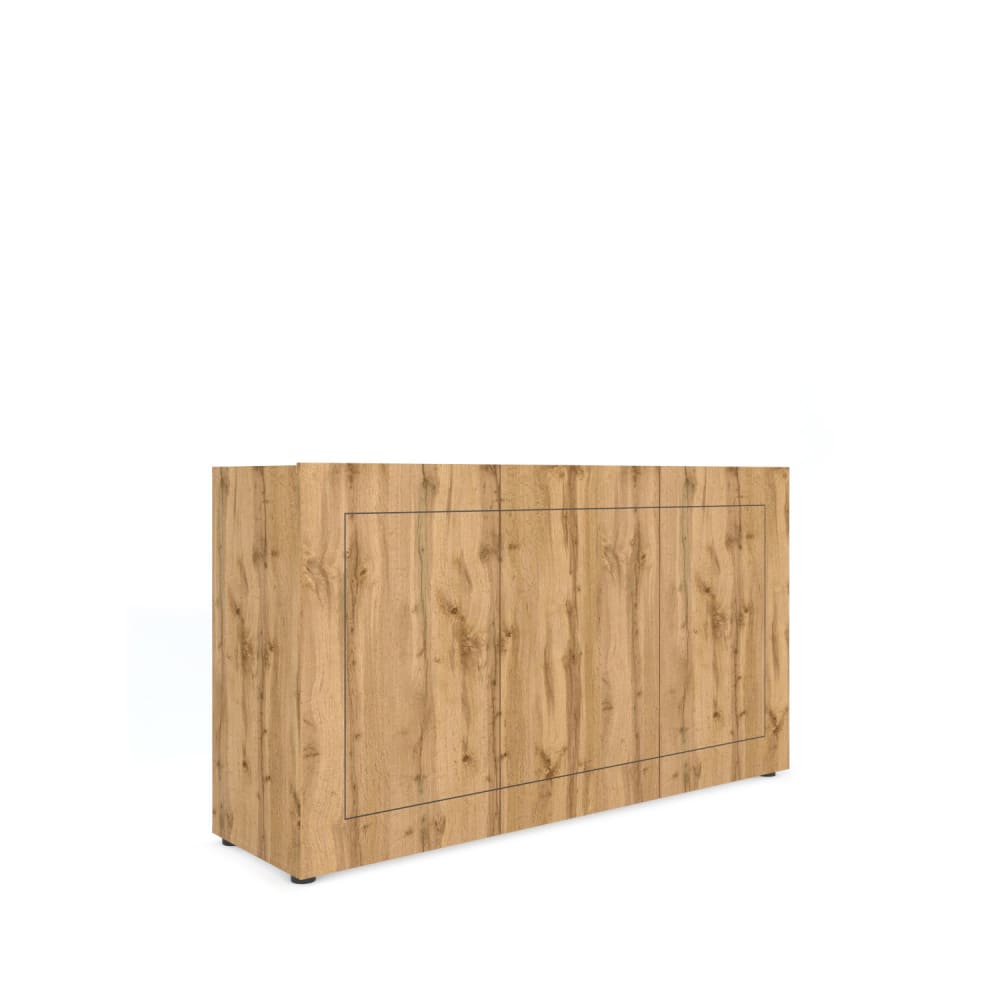 Buffet 3 portes effet bois chêne nature 150x40x83,5 cm