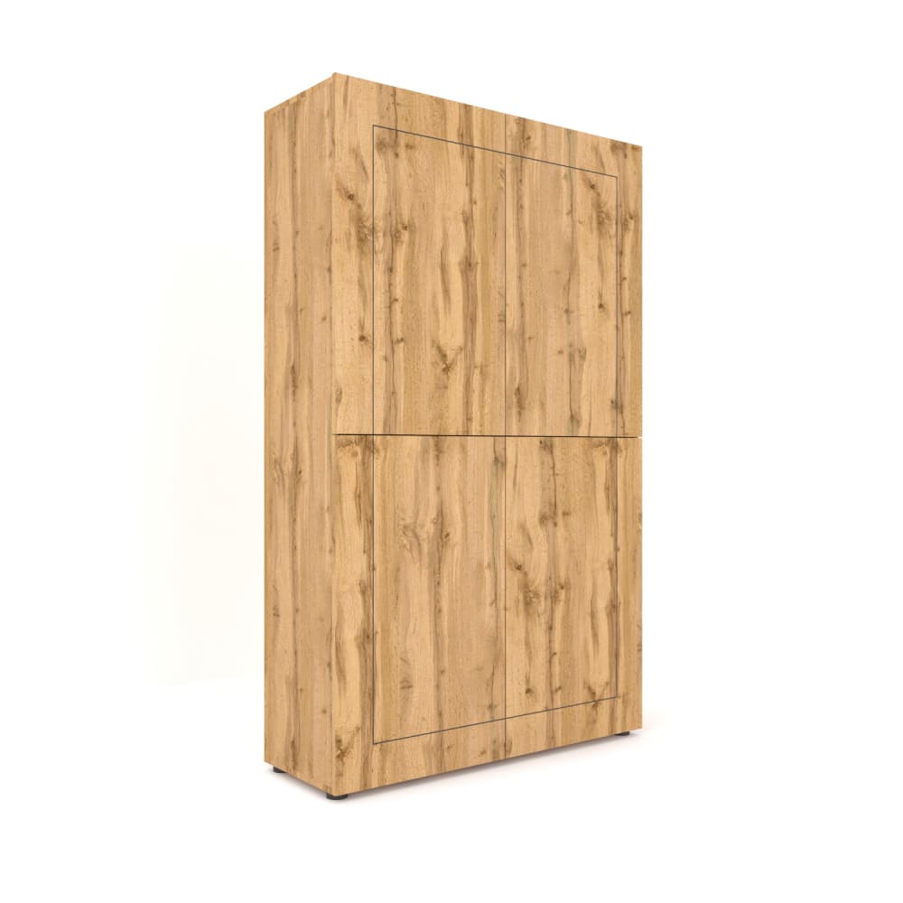 Itamoby Hohe Kommode 4-türig 100x35x165cm in Holzoptik Eiche Natur style modern Braun Öko-Tex Zertifikat Spanplatte