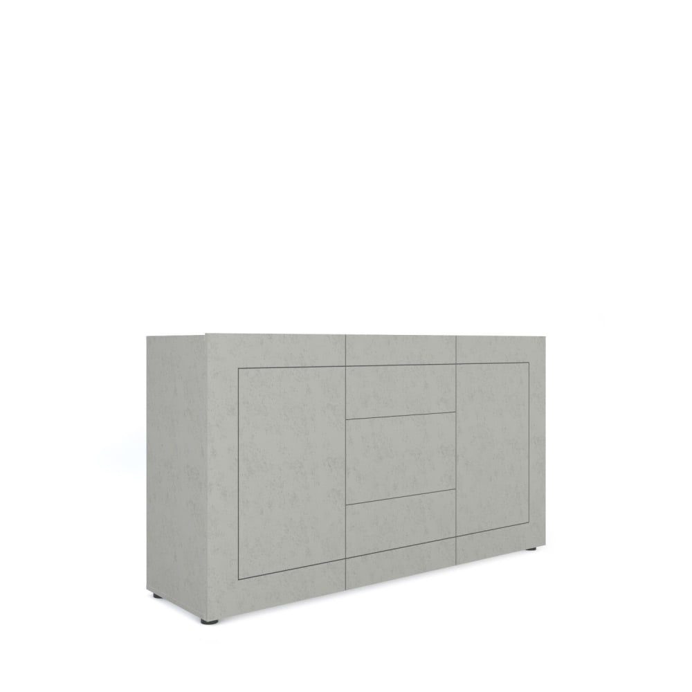 Buffet 2 portes/3 tiroirs effet bois gris cachemire 150x40x83,5 cm