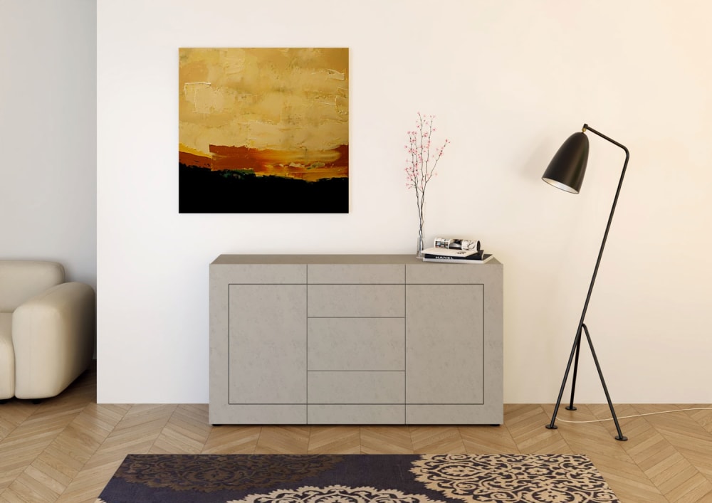 Kommode 2-türig/3-Schubladen 150x40x83,5cm in Holzoptik Kaschmir
